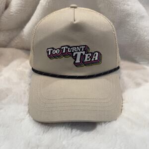 Too Turnt Tea Noca Hat Cap Baseball Snap Back Tan Trucker Mesh Rope Mens
